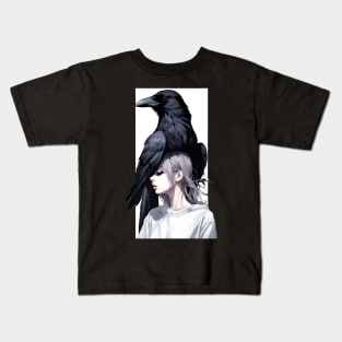 Raven Girl, Anime Art Kids T-Shirt